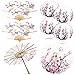 Tallew 12 Pcs Cherry Blossom Decor Set, Including 2 Chinese Japanese Oiled Paper Umbrella, 4 Pink Lanterns and 6 Handheld Silk Decorative Folding Fans for Wedding Party Favor