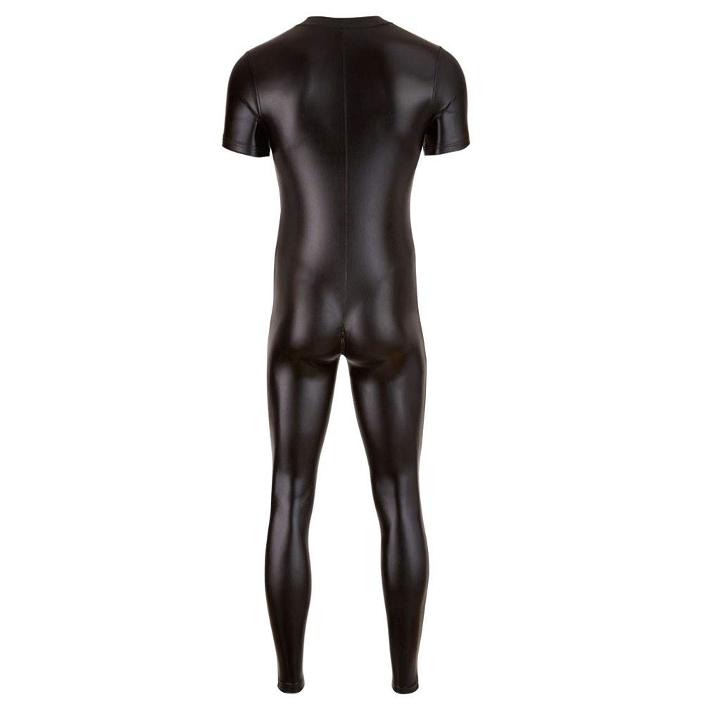 Body en latex pour homme - Manches longues - Combinaison intégrale en cuir synthétique avec fermeture éclair - Aspect cuir - Maillot de corps moulant