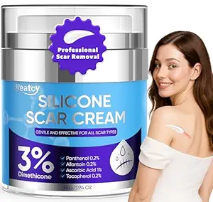 Scar Cream for Surgical Scars, 3% Dimethicone Complex Silicone Scar Gel Stick for Old & New Scars,C-Section,Acne,Injury,Keloids,Burns,Non-Irritating Stretch Marks Cream for Pregnancy(55ML)