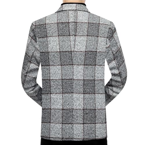Mens Gray Plaid Casual Slim Fit Suit Jackets Two Button Lightweight Knit Sport Coat2