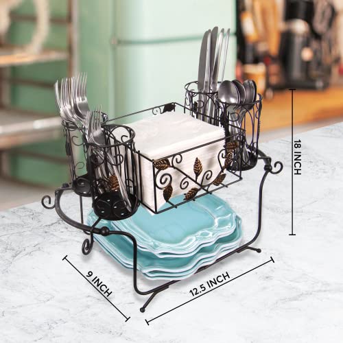 Maypes Utensil Caddy - Silverware Caddy Or Napkin, Cutlery And Plate Holder - The Ideal 2-Piece Portable Outdoor Kitchen Accessories Buffet Organizer For Picnics, Camping, Barbecue, Parties And Events #TOP1
