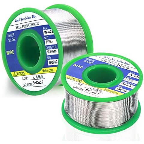 NATUCE 2 Stück 0.8mm Lötzinn, 200g Bleifreie Lötdraht, Sn 99.3 Cu 0,7 Bleifreies Lötdraht mit Kolophonium Kern, Bleifreies Lötzinn, Lötdraht zum elektrischen Löten Elektrisches Löten Cover
