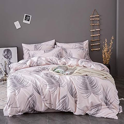 OSVINO King Size Duvet Cover Set Pink Reversible Botanical Floral Bedding Set, 3 Pieces Soft Easy Care Microfiber Quilt Cover Double Bed Set with 2 Pillowcases - 220cm x 230cm Cover