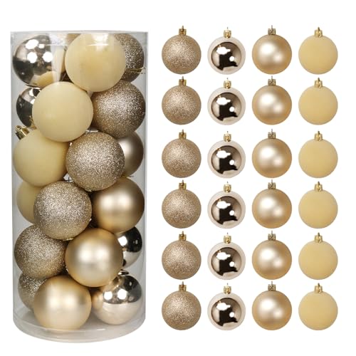 YESPERS 24PCS Champagne Christmas Ornaments Set...