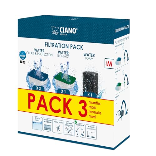 CIANO, Aquarium Consommables - Cartouches de Filtration de Rechange pour Filtre d'Aquarium- Pack 3 mois, Taille M - Eau Cristalline pour Poissons, Sans Impuretés et...