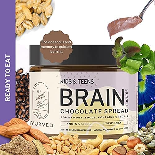 100% Pure Ayurvedic Kids and Teens Health Booster Chocolate Spread - 12 Oz / 340g | Shankhapushpi | Ashwagandha | Brahmi