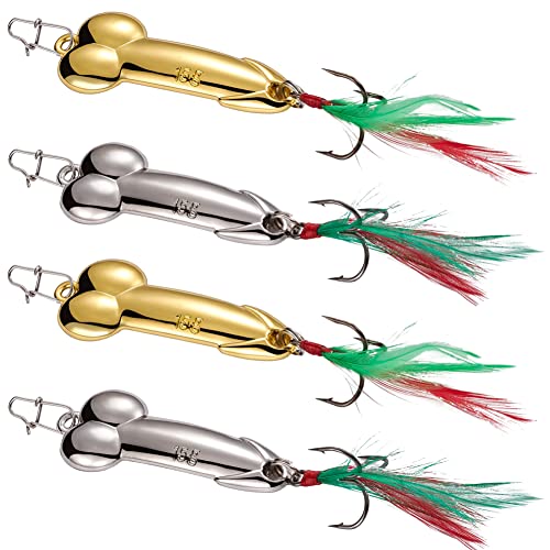 Blueshyhall Lot de 4 Leurres de Pêche en Métal Or et...