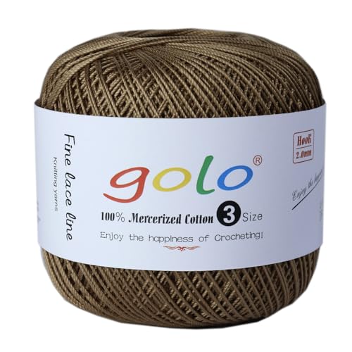 golo Crochet Thread Size 3 Yarn for Hand Knitting Crochet Yarn for Crocheting Brown Yarn736