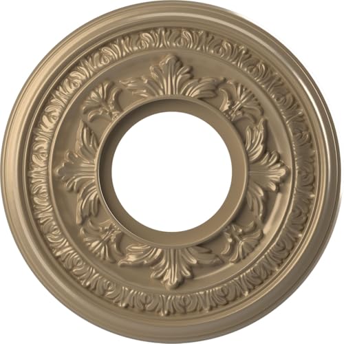 Image of Ekena Millwork 10 inchOD x 3 1 /2 inchID x 3 /4 inchP Baltimore Thermoformed PVC Ceiling Medallion (Fits Canopies up to 4 1 /4 inch), Universal Metallic Champagne Mist