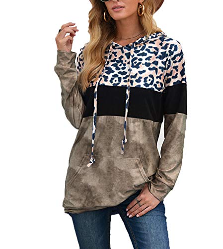 LaiYuTing SuéTer con Capucha De Costura con Estampado De Leopardo De Moda De OtoñO E Invierno para Mujer