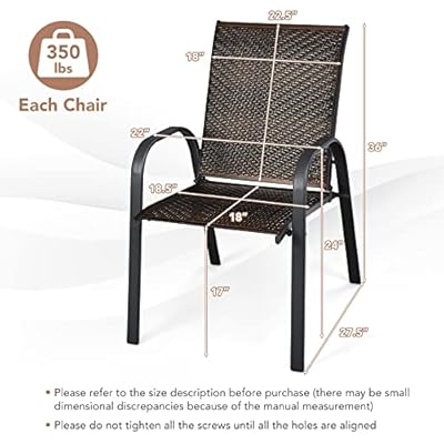 Tangkula Set of 6 Outdoor PE Wicker Stackable Chairs, Patio Dining Chairs with Sturdy Steel Frame, Outdoor Arm Chairs for Garden, Yard, Deck and Lawn (1, Mix Brown) 51q6sOnYdnL. SS400