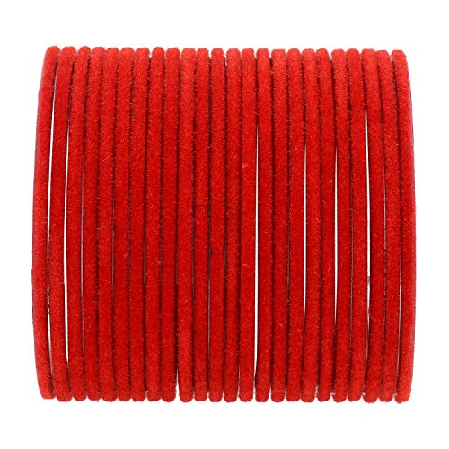 Efulgenz Indian Bangles for Women Indian Bangles Set Bollywood Plain Metal Velvet Bangle Bracelets Wedding Bridal Fashion Jewelry (24 Pcs)