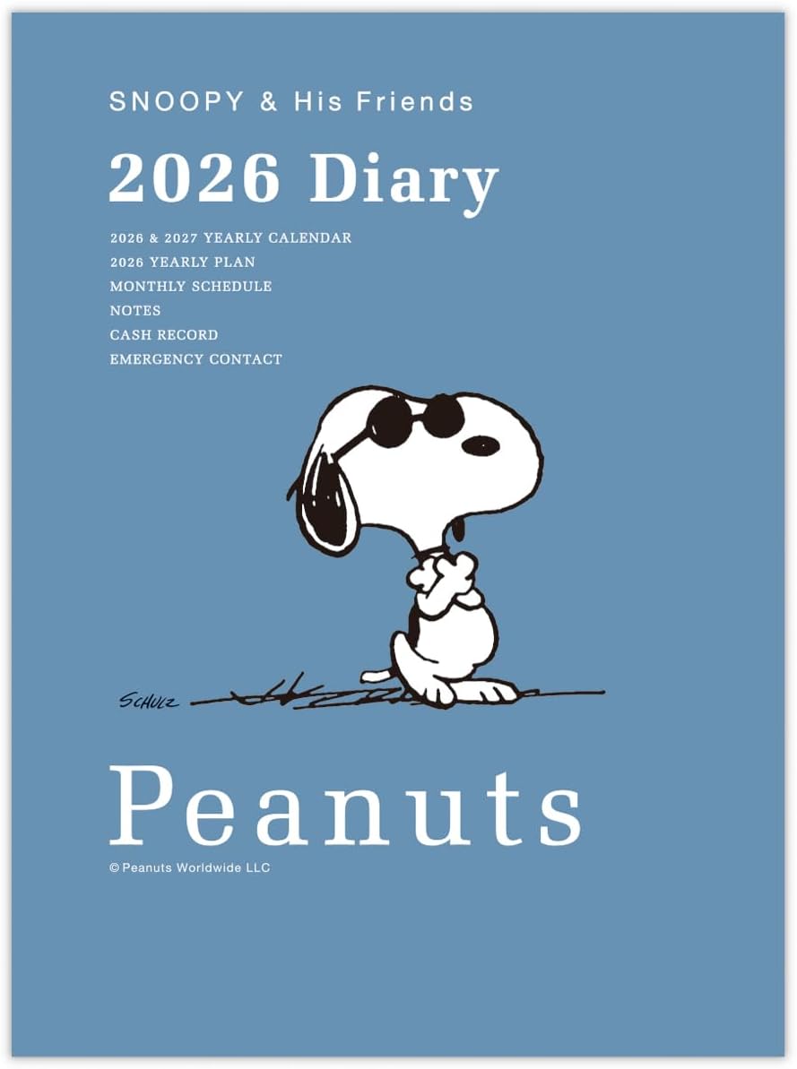 Hallmark Snoopy Monthly Notebook, 2026, A6, Joke Cool, Smoky Blue, 845735 (Starts October 2025)