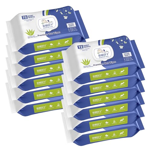 Image of Babify Premium Baby Wipes with Flip-Top Lid | Aloe Vera & Paraben-Free | Pack of 12 (864 Wipes, 72 Wipes per Pack)