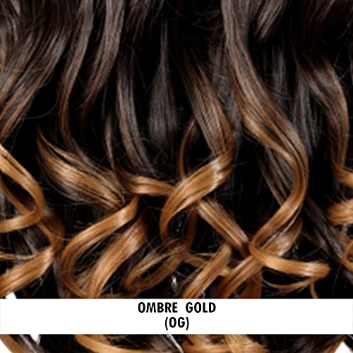 Image of KIS Synthetic Straight Hair Extensions with 4 Clip-in for Women, Ombre Gold | 24 Inches, Natural, Soft Heat Resistant Hair, Thick Washable Reusable, Artificial Hair Clip on Extension for Bridal, Wedding