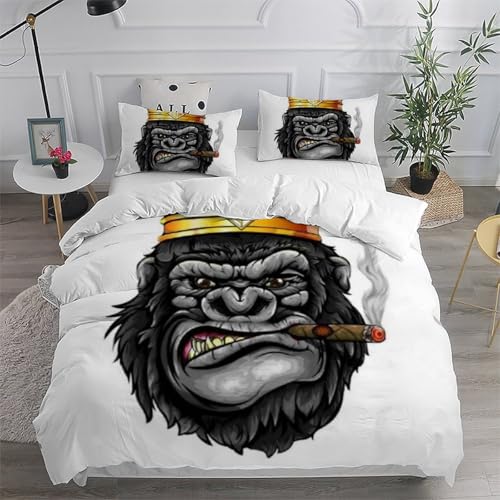 Housse de couette singe 200x200 anti-plis pour lit double ado - 6