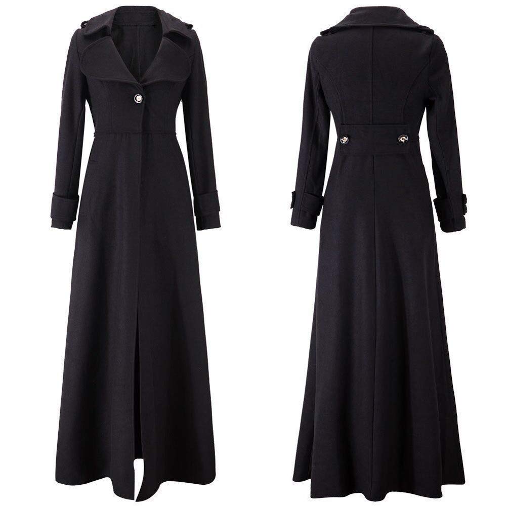 FGUUTYM Trench Coat Donna Inverno Lungo Autunno Cappotto Trench Caldo Slim Giacche Lunghe Overcoat Capispalla Moda Tinta Unita Cappotto Da Donna Cappotto di Lana Antivento Outwear Parka Giacca