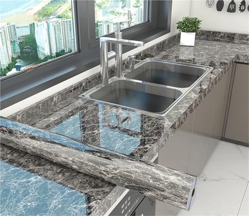 DUNSBY Vinilo Encimera Cocina Papel pintado adhesivo for pared de cocina, diseño mármol, resistente al aceite, papel PVC for, decoración del hogar, película impermeable(Color-01,60CM X 5M)