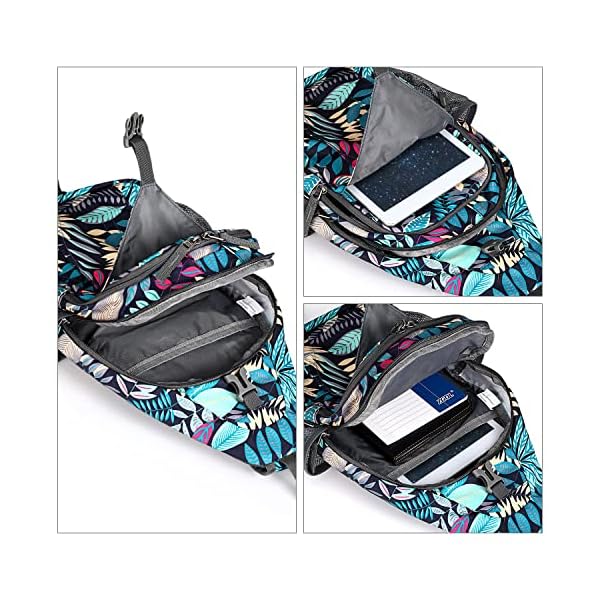 G4Free Sling Bag RFID Blocking Sling Backpack Crossbody Chest Bag Daypack for Hiking Travel(Maple Leaf Blue) - Image 4