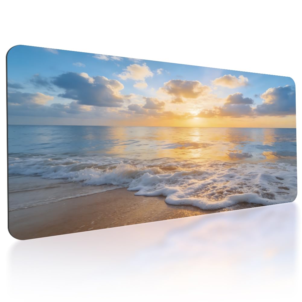 Alfombrilla de ratón grande para videojuegos, playa, alfombrilla de escritorio, alfombrilla de ratón, protección de mesa, decoración de oficina, impermeable, base de goma, alfombrilla de