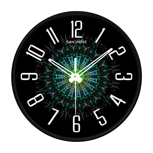 Image of SANDROSE 10-inch Designer Plastic Analogue Round Wall Clock for Home, Kitchen, Living Room, Bedroom, Office (24 cm x 24 cm x 4.5 cm) (Color 7)