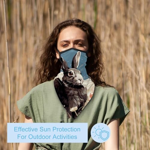 4 Pack Rabbit Bunny Neck Gaiter Face Scarf Cover Sun Protection Balaclava Cloth Bandanas with Ear Loops3