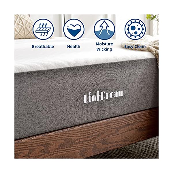 LinkDream Mattress, Memory Foam Mattress, Medium Firm with Soft Fabric Skin-Friendly Fire Resistant Barrier - Image 3