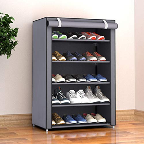 JINGJING 6 Niveles Zapatero Persiana Armario de Zapatos Protector Solar A Prueba de Polvo Zapatilla combinada Estante Armarios de almacenaje,Gray