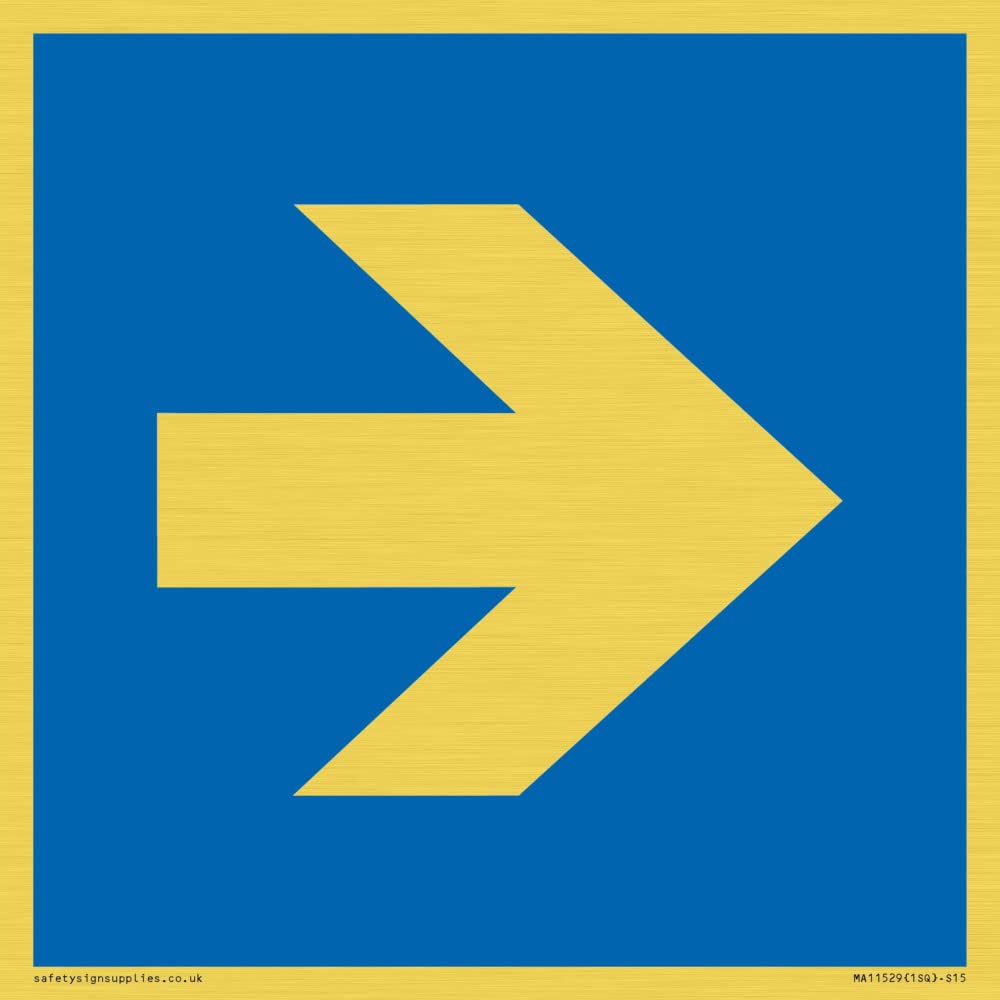 Custom Mandatory: Right arrow Sign - 150x150mm - S15, Blue/White
