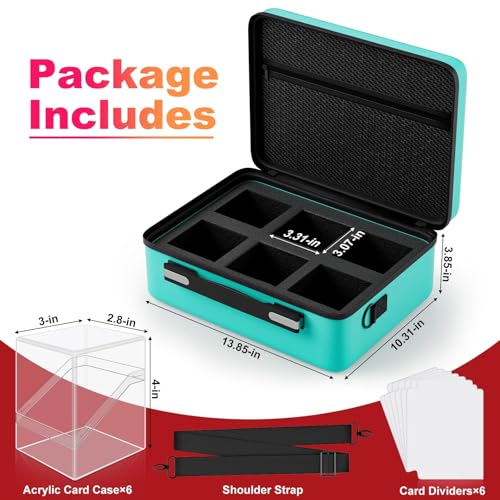 Image of Proijeut Card Deck Box with Portable Case, 6 Pack Clear Commander Deck Box with 6 Dividers, Holds 600+ Double Sleeved Cards, Fit for MTG, YuGiOh, TCG (Green)