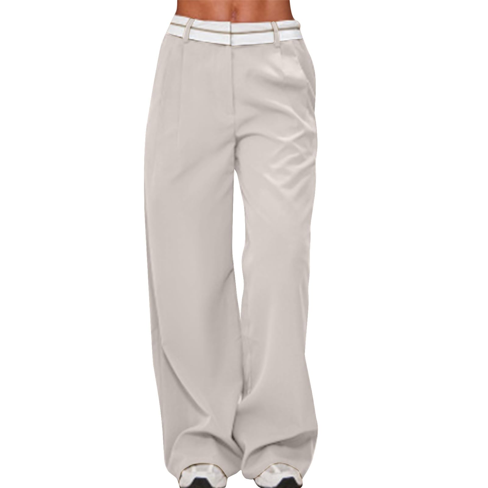 Pants for Women Plus Size High Waist Casual Business Work Wide Leg Pants Baggy Lightweight Comfy Trousers with