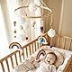 Herfair Mobiles Baby, Regenbogen Babybett Hölz Windspiele mit Bäll, Baby Mobile, Anhänger Babyzimmer Deko, Neugeborene Geschenk für Jungen Mädchen (Rot)