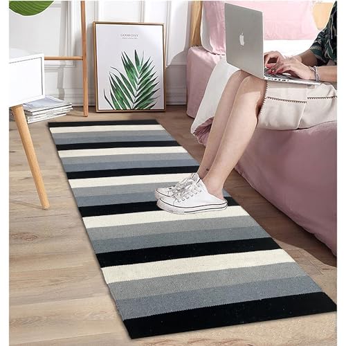 Image of 2x5 ft Cotton Rug Runner - Washable & Lightweight Carpet for Entryways, Bedrooms & Outdoor Corners