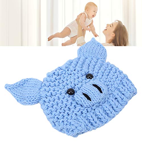 Baby Knitted Hat, No Fading Baby Hat Crochet Pig Hat Durable Practical for Photography(Blue)4