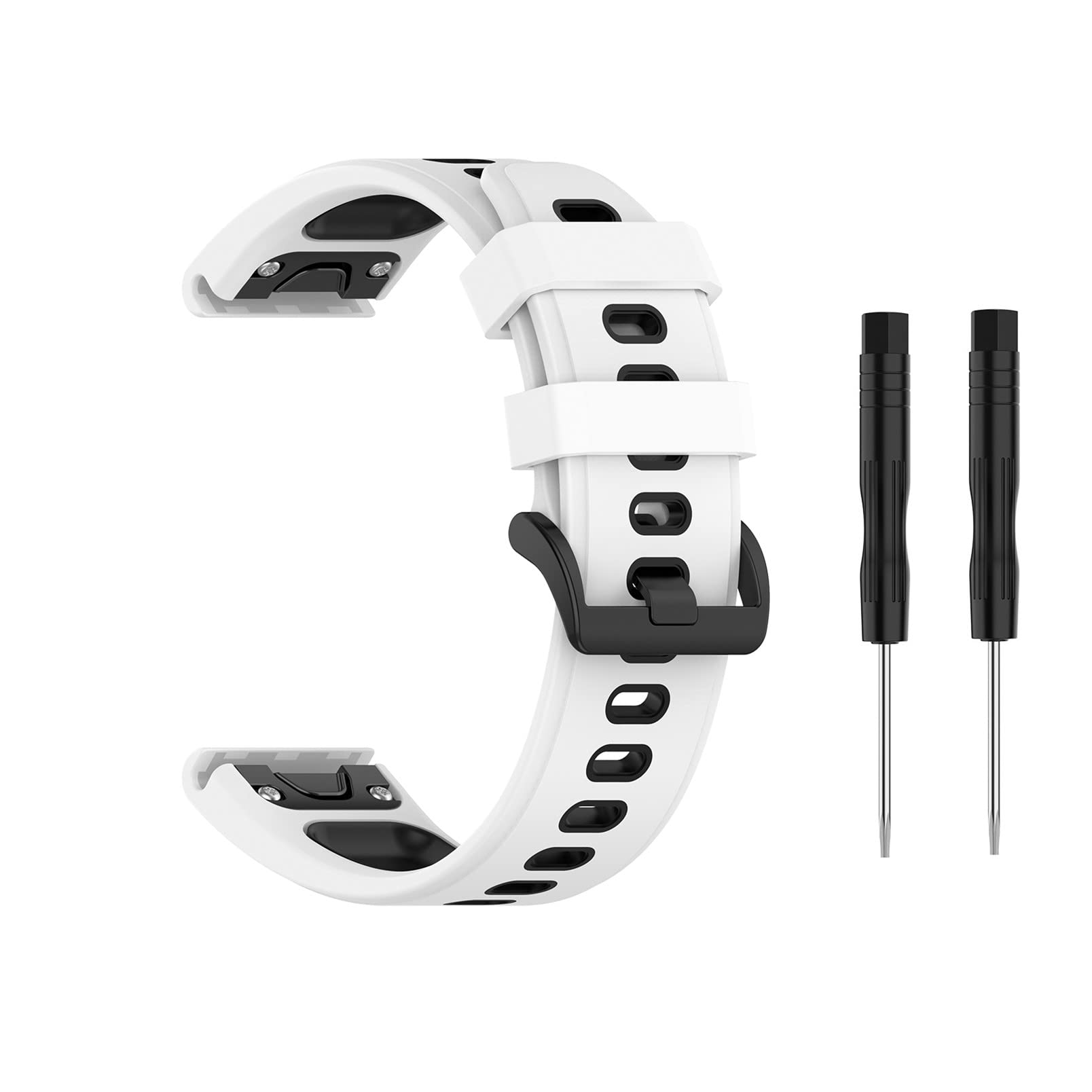 Band for Garmin Fenix 7S, Women Men 20mm Quick Release Strap Silicone Replacement Wristband Compatible with Garmin Fenix 6S/6S pro/5S/5S Plus Watch (white/black)