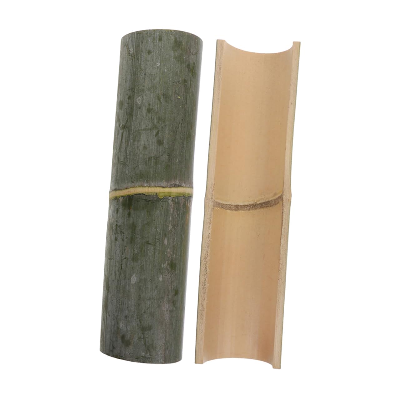 Bamboo Water Fountain Tubes - 2pcs Half Split, Leak Resistant Landscaping Accessories for Outdoor Water Features and Garden Decor