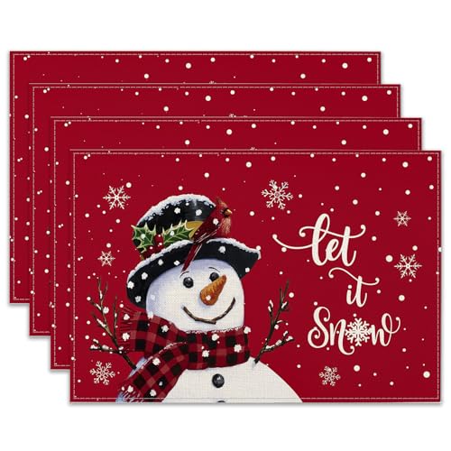 Ohok Weihnachten Tischsets Abwaschbar 4er Set, Polyester Leinen...