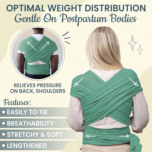 Image of Baby Carrier Wrap for Newborn to Toddler | Ergonomic M-Position Sling | Soft Cotton, Breathable & Stretchable | Hands-Free Babywearing (Coral Rose)