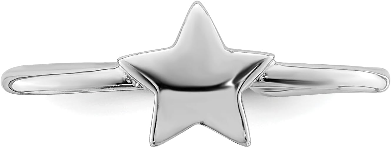 Sterling Silver Rhodium-plated Polished Star Toe Ring