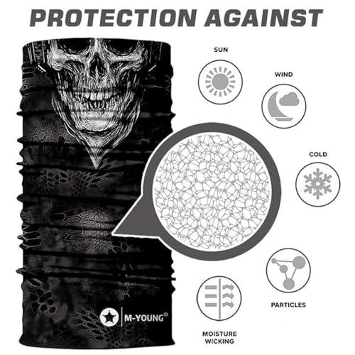 Image of Skull Face Sun Mask Half,Bandanas,Neck Gaiter, Headwear, Headband for Fishing, Hunting,Yard Work