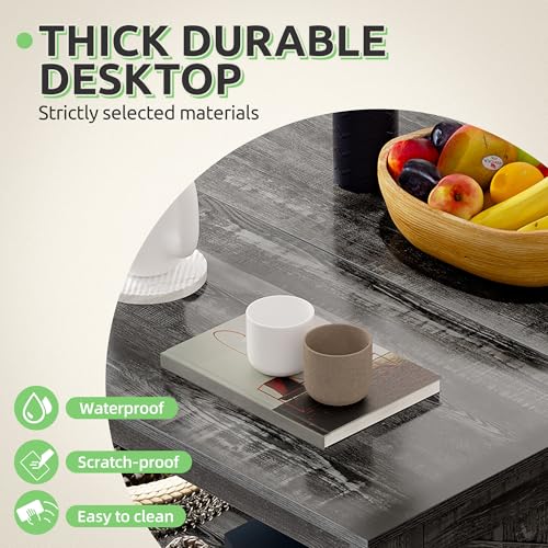 GOOBED Farmhouse Sqare Coffee Tables for Living Room with Storage, Grey Wash Coffee Table 2 Tier Spaciou Storage Shelf, Modern Center Table Small Coffee Tables, Dark Grey