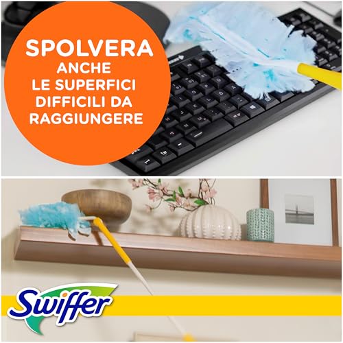 Swiffer Duster Piumini Catturapolvere, 72 Piumini, Cattura e Intrappola Polvere e Sporco, Raggiunge I Punti più Difficili della Casa, Maxi Formato, Scorta per 36 Mesi