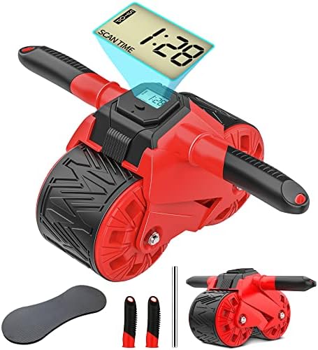 Ab Roller Wheel, Smart Abs Workout Equipment with Automatic Counting Intelligent Screen for Abdominal Core Strength Training, Exercise Wheels Trainer for Home Gym Fitness with Knee Pad for Men Women Ab Roller Wheel, Smart Abs Workout Equipment with Automatic Counting Intelligent Screen for Abdominal Core Strength Training, Exercise Wheels Trainer for Home Gym Fitness with Knee Pad for Men Women