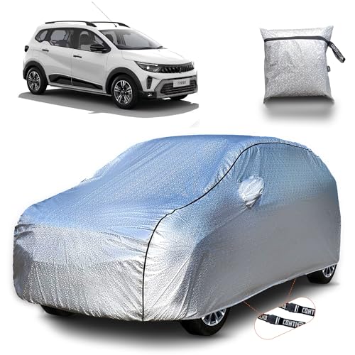 Image of Continental [SilverGuard] Dual Belts Extra Protection Renault Triber Car Cover (2025-2026) Build with Triple Stitched,Waterproof & Dustproof Car Cover for Triber (Metallic Silver).