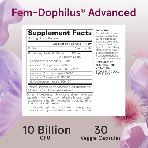 Image of Jarrow Formulas Fem-Dophilus Advanced Vaginal & Digestive Probiotics 10 Billion CFU, for Vaginal, Urinary Tract, Digestive & Immune Support, 30 Capsules (Pack of 2)