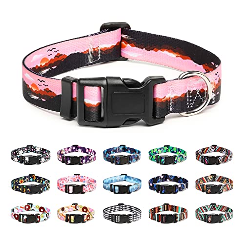 Mercano Hundehalsband Verstellbares, Weich Nylon Komfort & Robuster Gemustertes Hunde Halsband für Kleine Mittlere Große Hunde Welpen Katzen (S, Sonnenuntergang)., 4.75 €