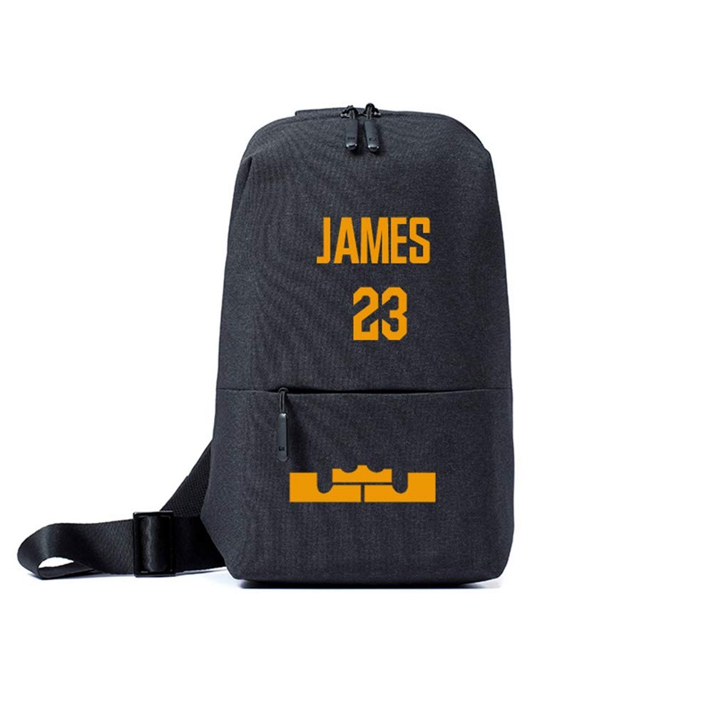 HS-WY01Basketball Sports Backpack No. 23 Lebron James Basketball Fans Polyester Shoulder And Chest Bag Crossbody Outdoor Small Backpack Men And Women,Black