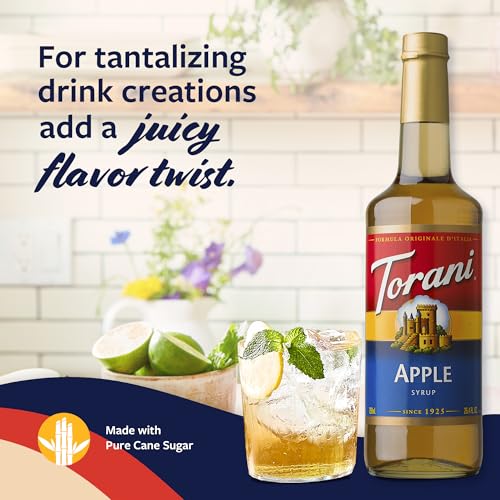 Image of Torani Apple Syrup for Drinks, Flavoring for Iced Tea, Lemonade, Sodas, and Cocktails, Glass Bottle with Pump Included, 25.4 Fl Oz