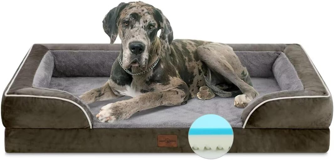 Comfort Expression XXL Orthopedic Dog Bed for Extra Large Dogs, Waterproof Orthopedic Foam Dog Beds, Washable Dogs Sofa Beds with Removable Cover & Non-Slip Bottom