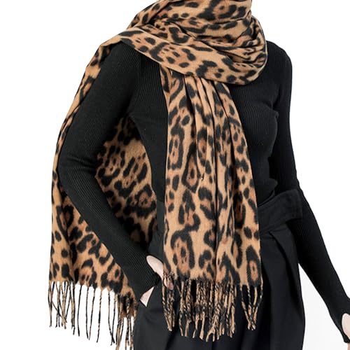 UTOWO Womens Leopard Print Shawl Scarf Fall-Winter Soft Warm Leopard Print Scarf Cashmere Feel Thick Warm Scarves2